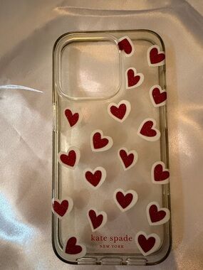 kate spade Clear Case with Red and White Heart Accents